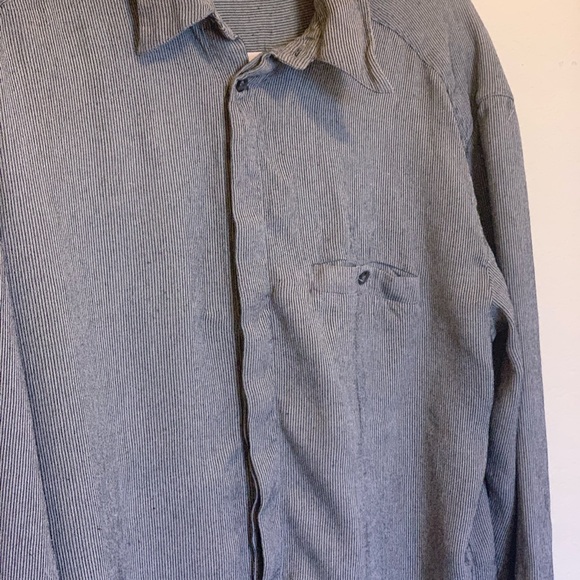 Zanella Men's L Shirt Long Sleeve Hidden Button Black/Gray Stripe Made In Italy - Picture 3 of 8